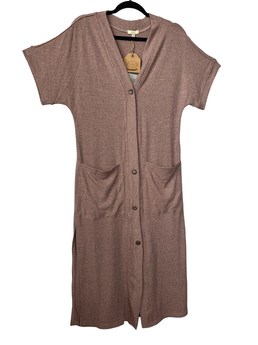 KORI Long Open Cardigan Or Summer Casual Lighweight Button Down Dress